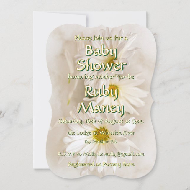 White Daisies Baby Shower Invitation (Front)