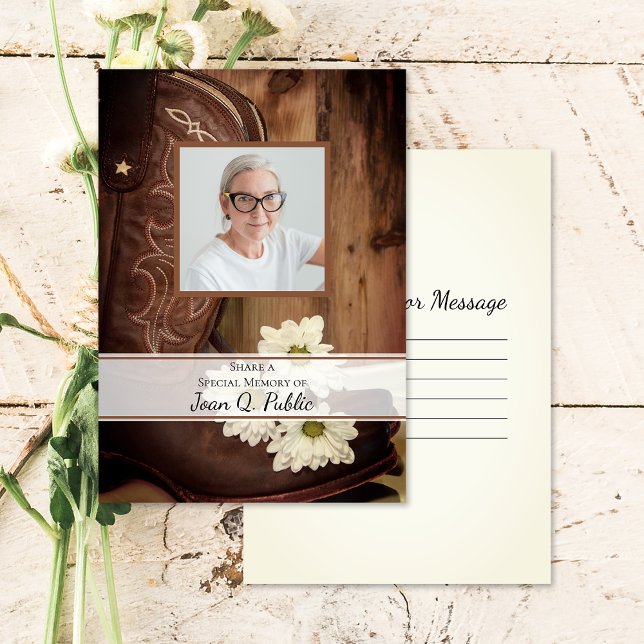 White Daisies Boots Share Memory Funeral Memorial Card (Creator Uploaded)