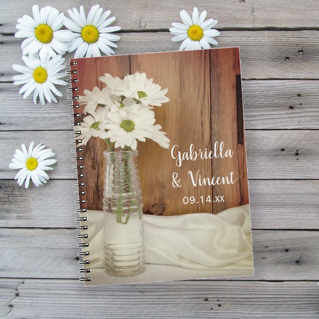 White Daisies Bottle Barn Wedding Guest Book (Creator Uploaded)