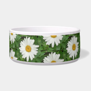 White Daisies Ceramic Pet Bowl