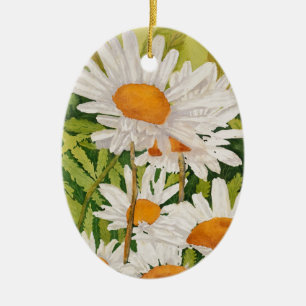 White Daisies Ceramic Tree Decoration