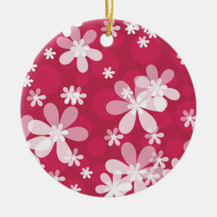 White daisies ceramic tree decoration