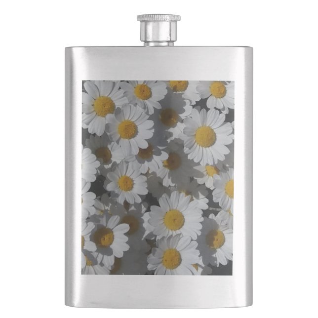 White Daisies Classic Hip Flask (Front)