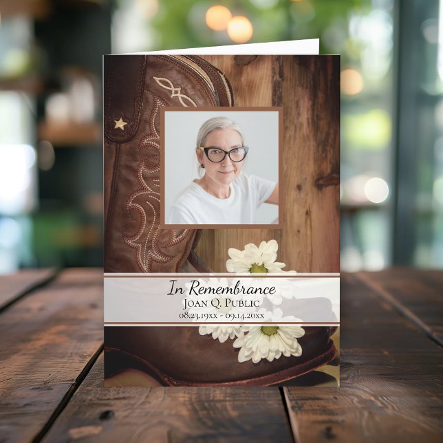 White Daisies Cowboy Boots Western Funeral Service Programme (Creator Uploaded)