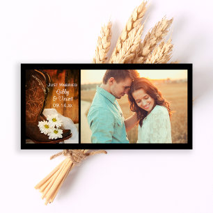 White Daisies Cowboy Boots Western Just Married Announcement