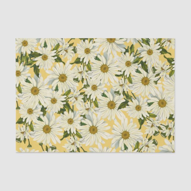 White Daisies Daisy Flower Yellow Bright Party Tissue Paper (Front)