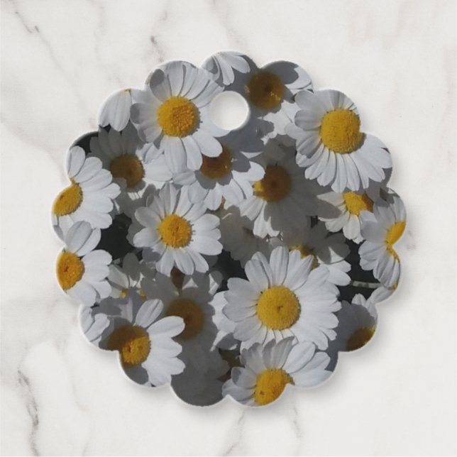 White Daisies Favour Tags (Front)