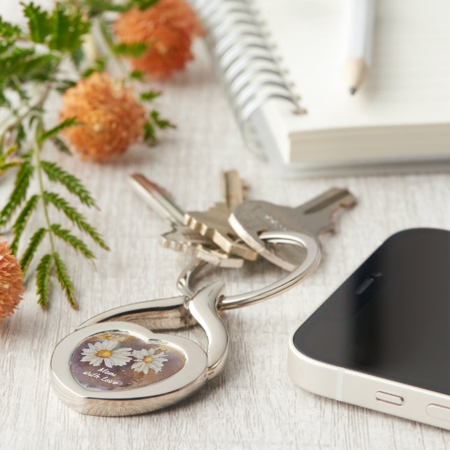 White Daisies floating in neural haze  Key Ring (Side)