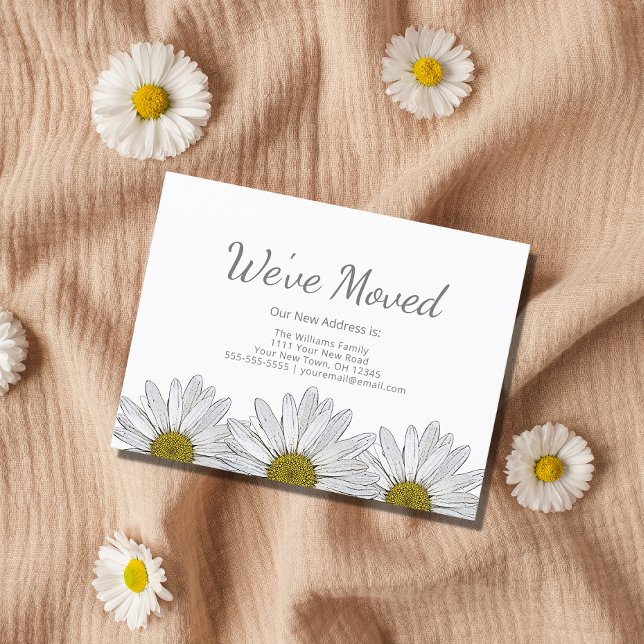 White Daisies Floral Rustic Moving Announcement  Postcard (Creator Uploaded)