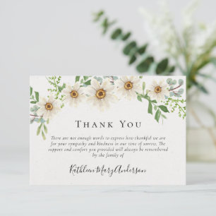 White Daisies Funeral Sympathy Floral Thank You Card
