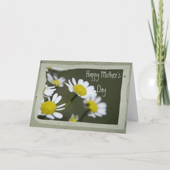White Daisies Happy Mothers Day Card (Front)