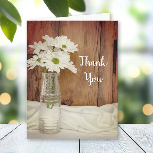 White Daisies in Milk Bottle Wedding Thank You