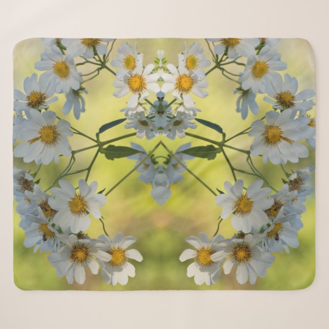 White daisies in spring colours sherpa blanket (Front (Horizontal))