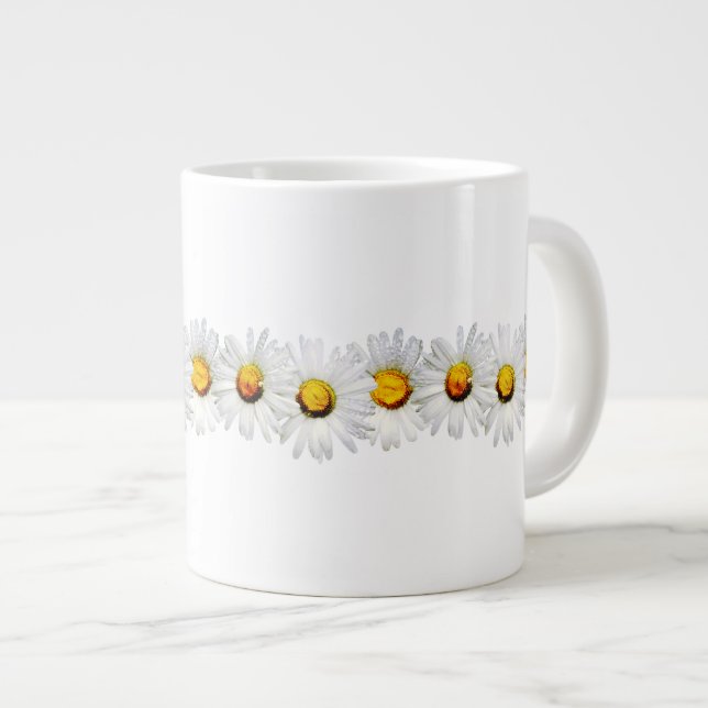 White Daisies in the Rain Large Coffee Mug (Front Right)