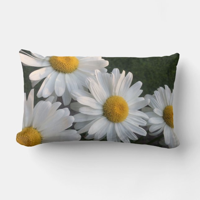 White Daisies Lumbar Cushion (Front)