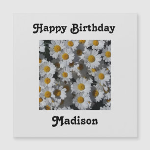 White Daisies Magnetic Birthday Card