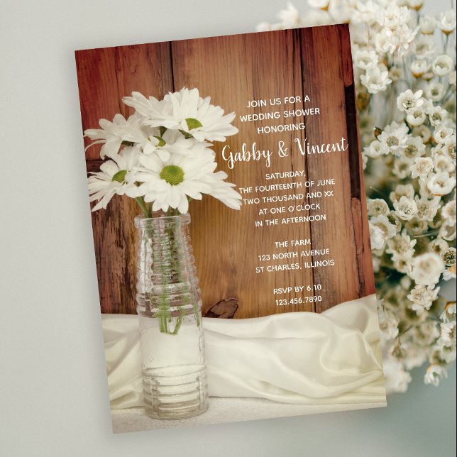 White Daisies Milk Bottle Country Wedding Shower  Invitation (Creator Uploaded)