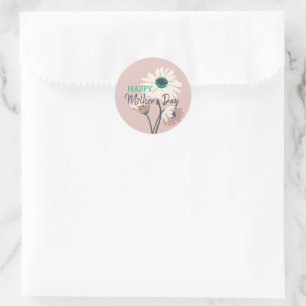 White Daisies Modern Floral Blooms Mothers Day Classic Round Sticker