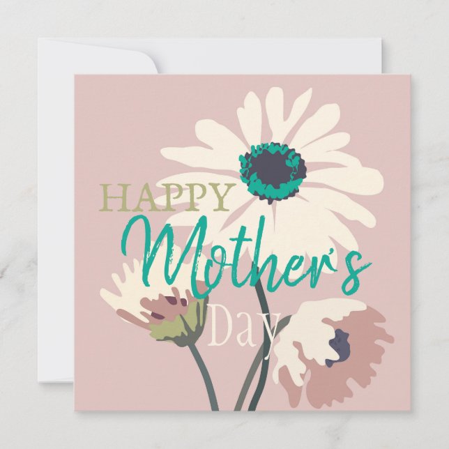 White Daisies Modern Floral Blooms Mothers Day Holiday Card (Front)