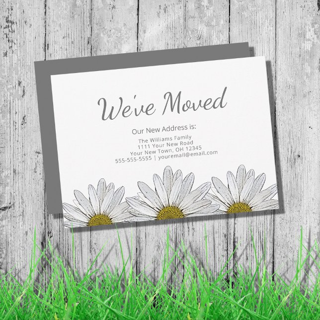 White Daisies Modern Rustic Floral Moving Announcement (Creator Uploaded)
