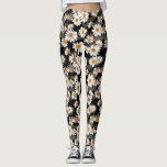 White Daisies on Black Floral Pattern Leggings<br><div class="desc">These leggings have a pretty floral design featuring white coloured daisies with yellow centres on a black background. Perfect for the gym,  work or just lounging around at home. Wear them in style! Designed by world renowned artist ©Tim Coffey.</div>