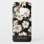 White Daisies on Black Floral Pattern Monogrammed Case-Mate Samsung Galaxy S9 Case<br><div class="desc">Covered in pretty white daisies with yellow centres on a black background,  this case has a black burlap coloured border with a monogrammed name for you to personalise. Designed by world renowned artist ©Tim Coffey.</div>