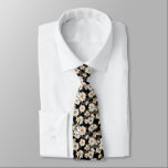 White Daisies on Black Floral Pattern Tie<br><div class="desc">This tie has a charming floral design featuring white coloured daisies with yellow centres on a black background. Perfect for the man who loves flowers or women that love to use ties as a belt. Wear it in style! Designed by world renowned artist ©Tim Coffey.</div>