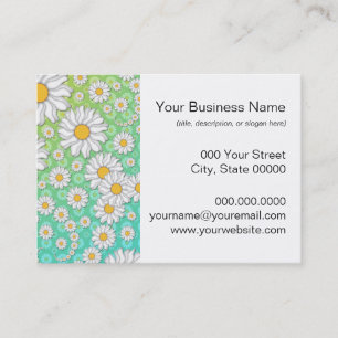 White Daisies on Blue Green Background Business Card