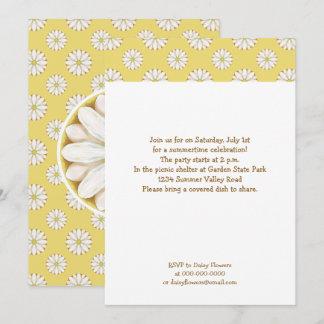 White Daisies on Golden Yellow Summer Picnic Invitation