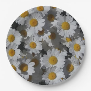 White Daisies Paper Plate