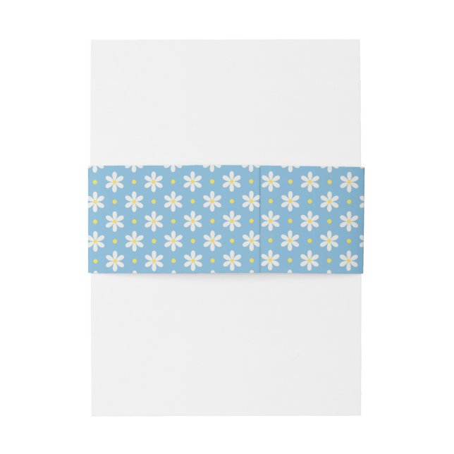 White Daisies Pattern Custom Background Invitation Belly Band (Back Example)