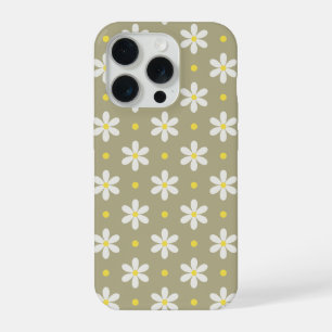 White Daisies Pattern Custom Background iPhone 15 Pro Case