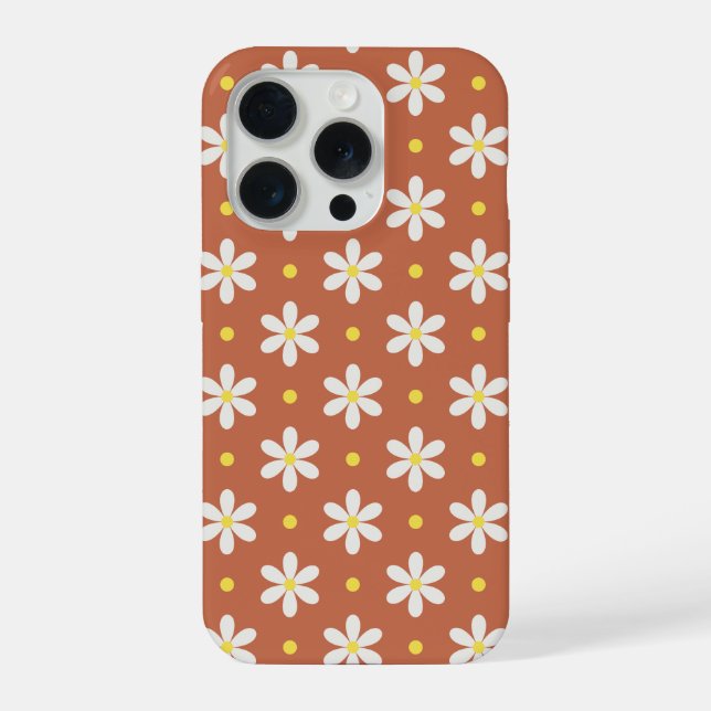 White Daisies Pattern Custom Background iPhone Case (Back)