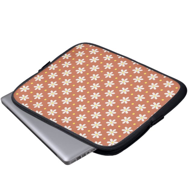 White Daisies Pattern Custom Background Laptop Sleeve (Front Bottom)