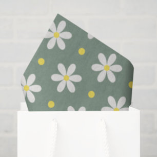 White Daisies Pattern Custom Background Tissue Paper