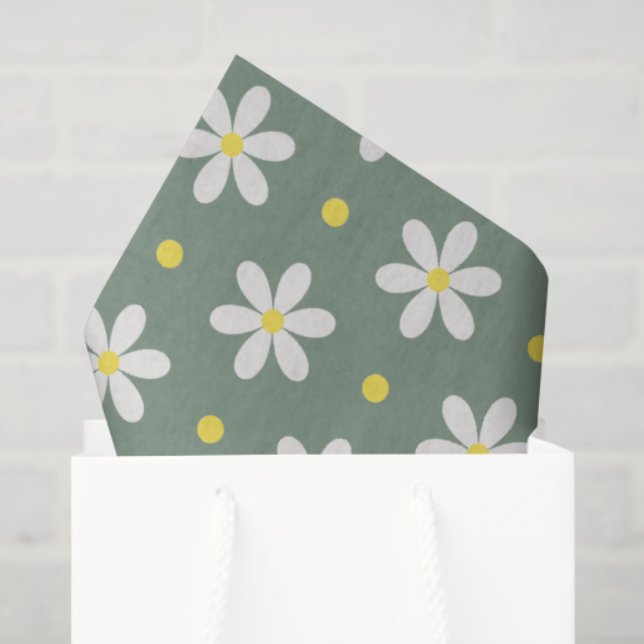 White Daisies Pattern Custom Background Tissue Paper (Gift Bag)