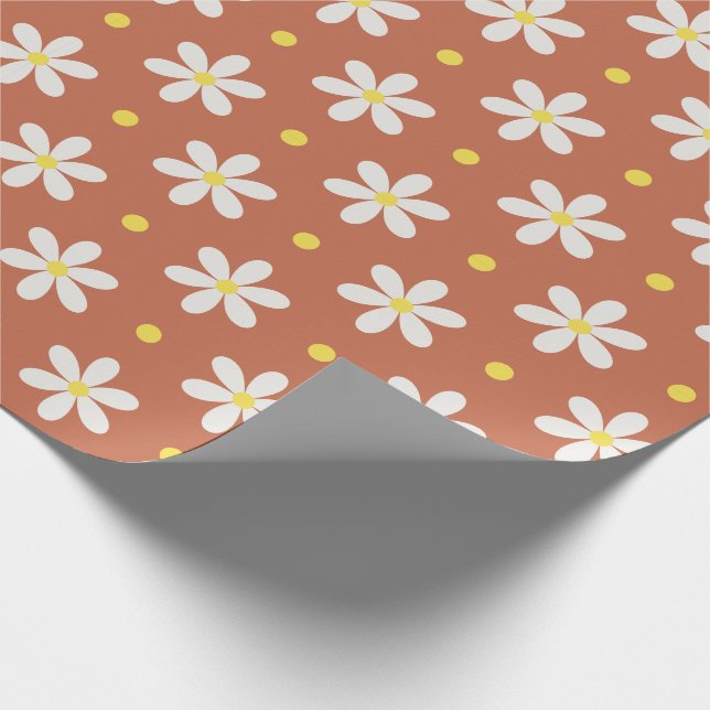 White Daisies Pattern Custom Background Wrapping Paper (Corner)