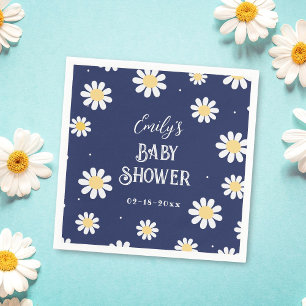 White Daisies Spring Summer Boy Baby Shower Napkin