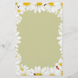 White Daisies Stationary Stationery
