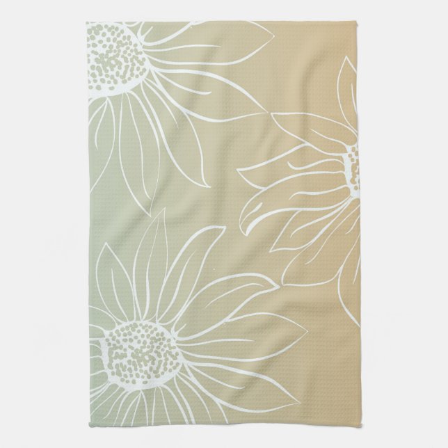 White Daisies Tea Towel (Vertical)