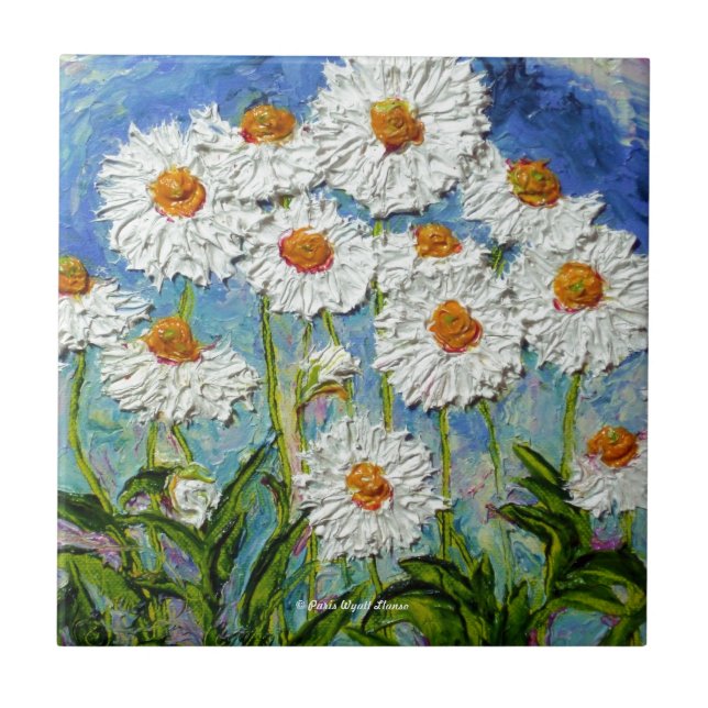 White Daisies Tile (Front)