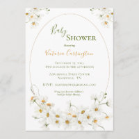 White Daisies Watercolor Baby Shower