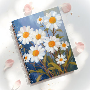 White Daisies Watercolor Flowers Painted Notebook
