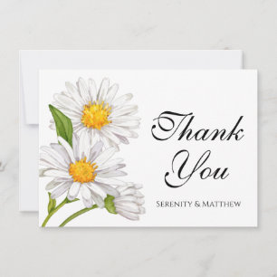 White Daisies Watercolor Summer Floral Thank You