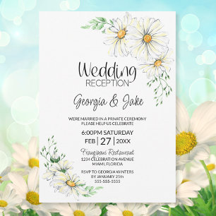 White Daisies Wedding Reception Invitation