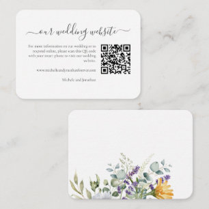 White Daisies Wedding RSVP Details QR Code Enclosure Card