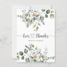 White Daisies Wedding Thank You Card