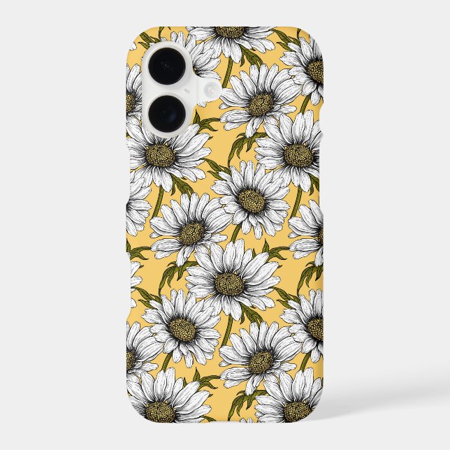 White daisies, wild flowers on yellow (Back)