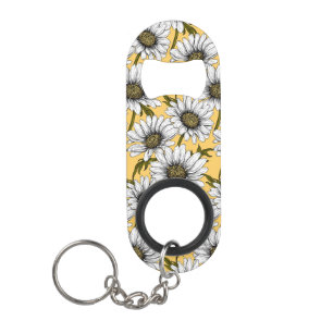 White daisies, wild flowers on yellow