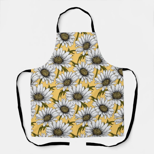 White daisies, wild flowers on yellow apron (Front)
